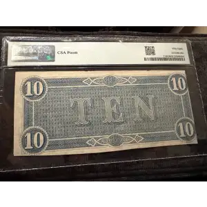 T-68 1864 Confederate $10 Note with CSA Poem Overprint - PMG Graded 58 (2)