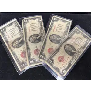 $2 1928 mixed Red Seal Legal Tender. Cull. WILL have some writing and/or issues