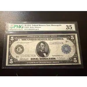 1914 $5 I14055292A PMG 35