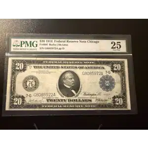1914 $20 G8085972A PMG 25