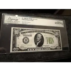 $10 1928-B. Exists with both light and dark Green seals Small Size $10 Federal Reserve Notes 2002-B