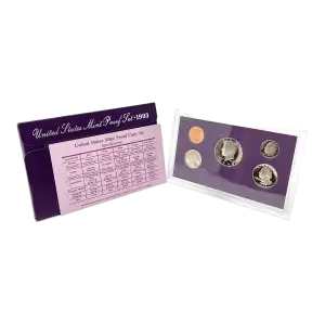1993-S U.S. Clad Proof Set: Complete 5-Coin Set, Original Packaging