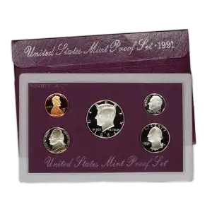 1991-S U.S. Clad Proof Set: Complete 5-Coin Set, Original Packaging